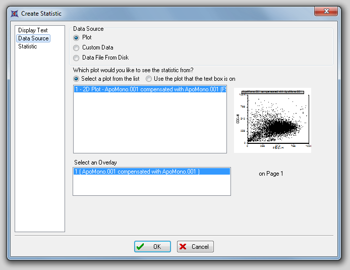 图18.11  Create Statistic Dialog - Data Source Page (创建统计对话框 - 数据源页)